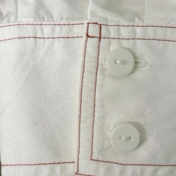 Oscar By Oscar De La Renta White Cotton Pink Trim Long Sleeve Button Down Top 10 - Picture 7 of 13